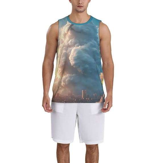 Xecao Cute Cloud Cat print basketball shirt for both men and women, a unisex basketball jersey perfect for theme parties-Medium