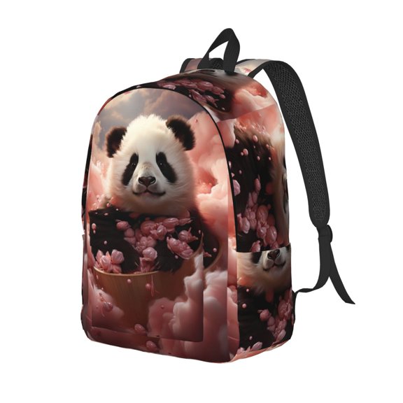 Xecao Cute Cloud Panda Canvas College Laptop Backpack, a durable rucksack designed for both men and women, ideal for travel, school, and daily use-Small