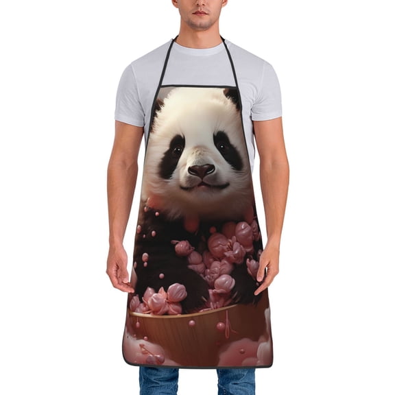Xecao Cute Cloud Panda Print Funny BBQ Chef Aprons for Men Women,Adjustable Kitchen Cooking Aprons with Pocket Waterproof Oil Proof No Pilling Fading