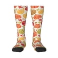 thumbnail image 1 of Xecao Cute Colorful Pumpkins print thigh-high socks, crafted for both men and women with a stretchy, high-opaque design perfect for daily wear, 1 of 6