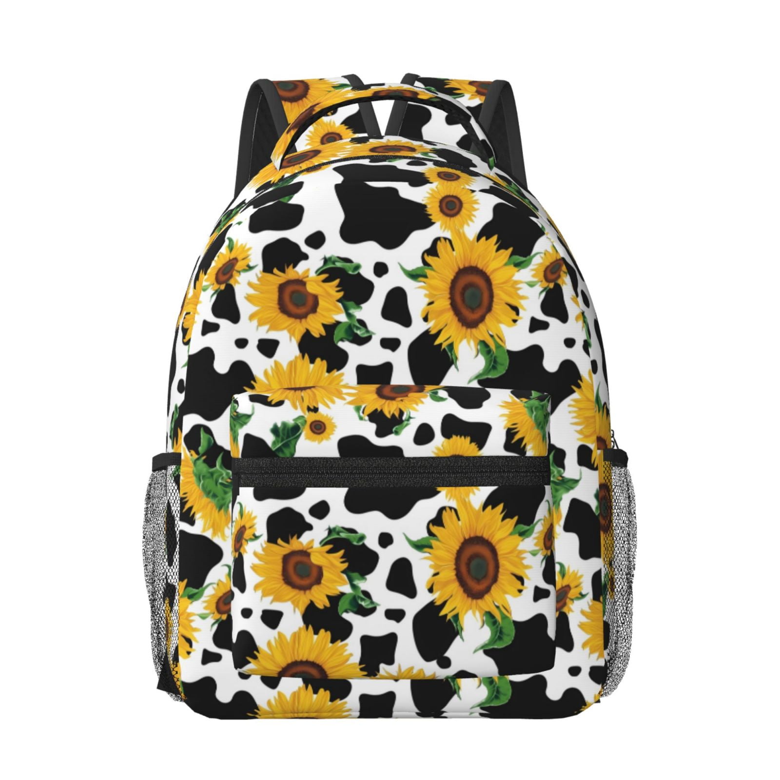 Xecao Cute Cow Print Sunflower D Travel Backpack: A spacious, stylish computer backpack ideal for men and women, perfect for college, school, or daily travels