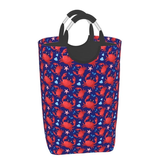 Xecao Cute Crabs for Laundry Basket,Collapsible Large Laundry Hamper,Wash Bag for Laundry Room, Rolling Laundry Basket with Handles