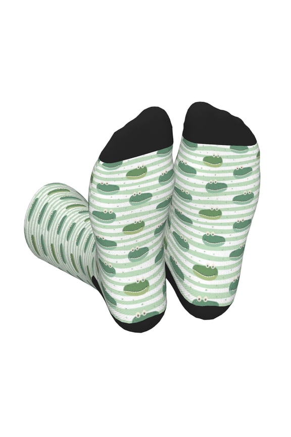 Cute Crocodile Print Crew Socks for Men and Women, Men's Soft Moisture-wicking Sock