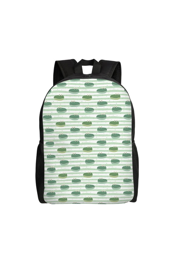 Cute Crocodile Print School Backpack with Laptop Compartment Small Travel Laptop Backpack for Women Men Waterproof College Backpack Simple School Bag