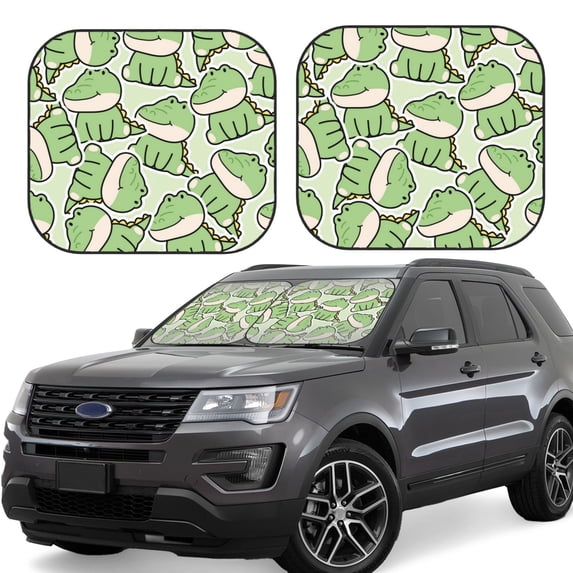 Xecao Cute Crocodile for Foldable Car Sun Shades (2-Pack) offer sun protection with an easy-fold design for convenient windshield shading.