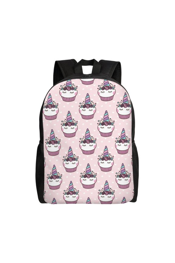 Cute Cupcake Print School Backpack with Laptop Compartment Small Travel Laptop Backpack for Women Men Waterproof College Backpack Simple School Bag