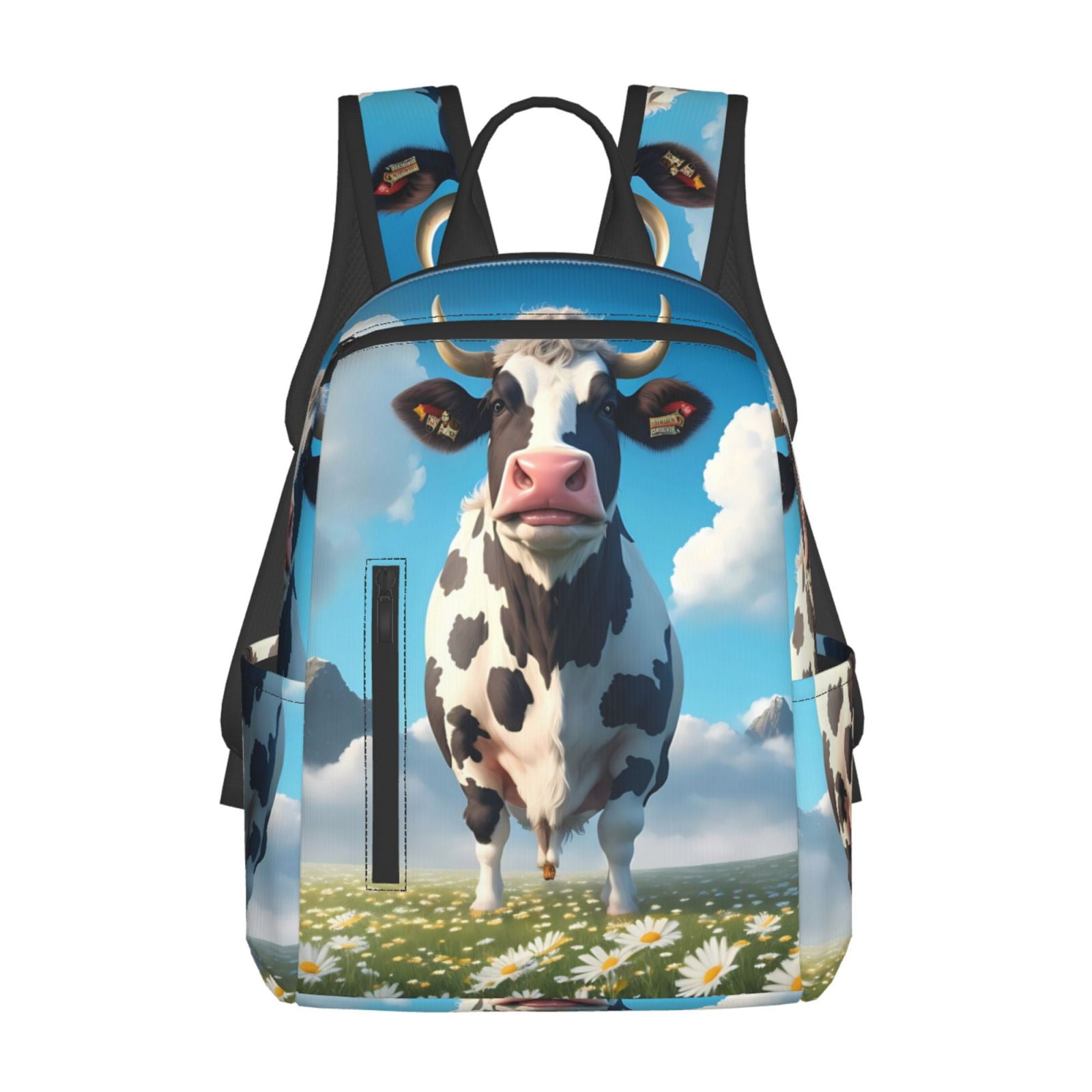 Xecao Cute Daisy Cow A print Backpack For women men Aesthetic Lightweight Travel Daypack Simple Cute Backpack For Bookbag