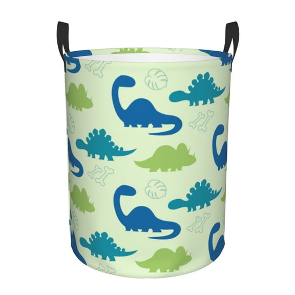 Xecao Cute Dinosaur Blue Green Print Laundry Hamper Basket,designed for Blanket Storage and Nursery Clothes in the Bedroom
