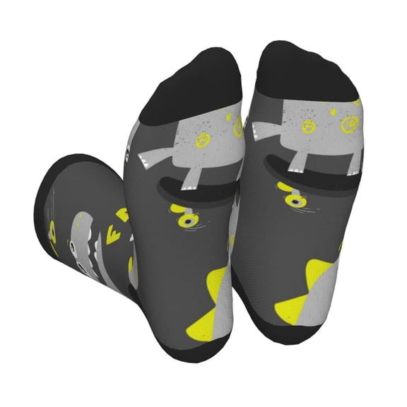 Xecao Cute Dinosaur Print Crew Socks for Men and Women, Men's Soft Moisture-wicking Sock