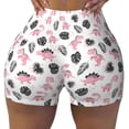 thumbnail image 1 of Xecao Cute Dinosaur Print Workout Shorts for Women Soft Smooth Gym Yoga Scrunch Active Tennis Workout Running Shorts, 1 of 9
