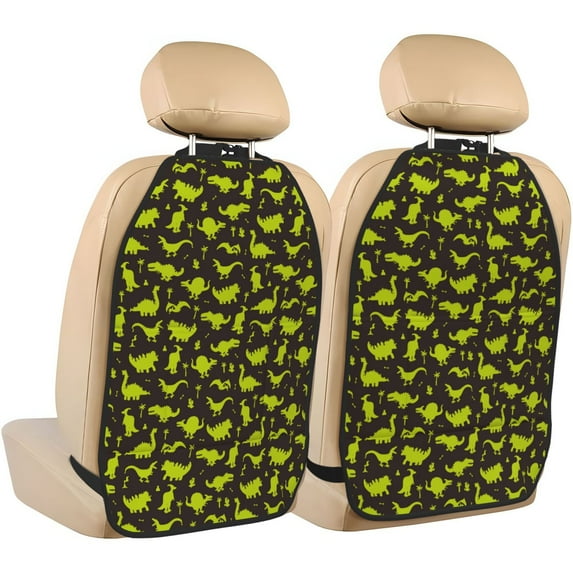 Xecao Cute Dinosaurs (2) Pattern Car Seat Back Protector 2 Pack Large Capacity Pocket, Kick Mats Back Seat Protector