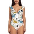 thumbnail image 1 of Xecao Cute Dinosaurs print Ruffle One-Piece Swimsuit for Women,for the Beach or Pool, 1 of 8