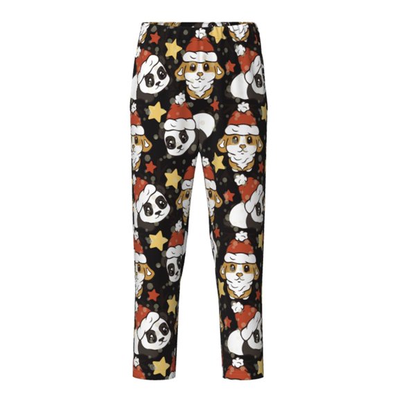 Xecao Cute Dog Panda Print Teenagers' Pajama Pants Long Sleep Pants Soft Elastic Waist Pajama Bottoms Elastic waist with 2 Pockets 5-16 Years-XS(5-6)