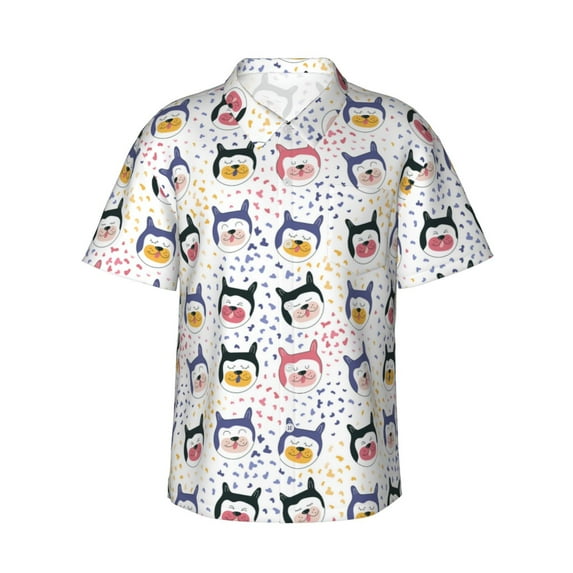 Xecao Cute Dog print Hawaiian shirt - a stylish short-sleeve button-down for men, perfect for casual beach and tropical outings.