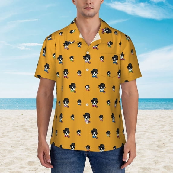 Xecao Cute Dog print Hawaiian shirt - a stylish short-sleeve button-down for men, perfect for casual beach and tropical outings.