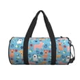 thumbnail image 1 of Xecao Cute Dog print Round Travel Duffel Bag is a foldable gym bag with an inner pocket, perfect for travel sports, 1 of 8