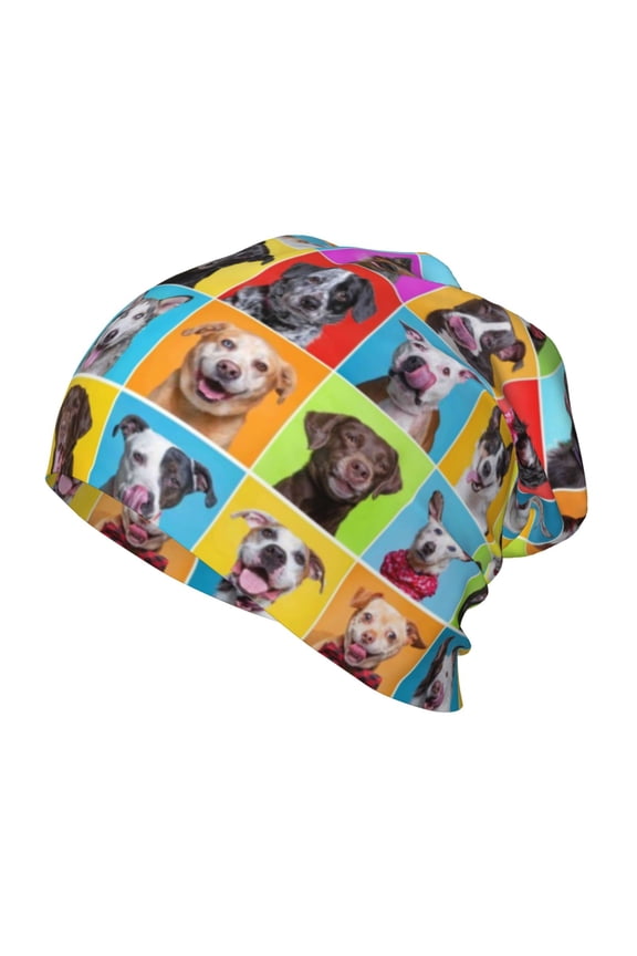 Cute Dogs Collage Print Beanie Hat Toddler Girls Boys, Baby Hats Winter Warm Knitted Thermal, Kids Winter Caps
