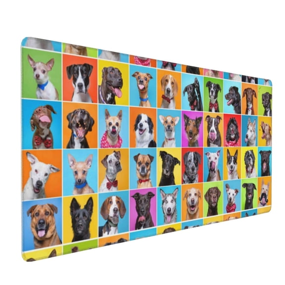 Xecao Cute Dogs Collage Print Large Mouse Pad, 16x35.5in Mousepad, Professional Non-Slip Rubber Base Big Mouse Pad, Mouse Pad for Gaming & Office Full Desk Mouse Pad