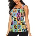 thumbnail image 1 of Xecao Cute Dogs Collage print women's scoop neck, loose-fit workout tank tops for the gym., 1 of 9