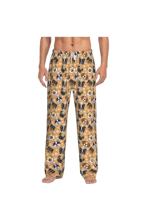 Cute Dogs Head Men's Straight Lounge Pajama Pants: The Ultimate in Comfortable Sleepwear