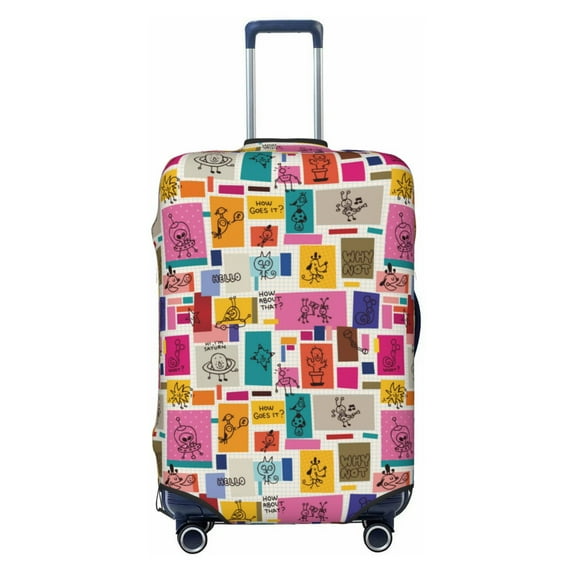 Xecao Cute Doodles print Elastic Luggage Cover, with double-sided print , is perfect for travel, business, and daily use