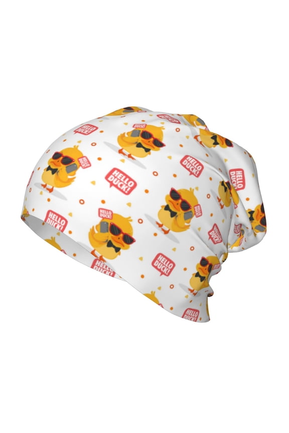 Cute Duck Print Beanie Hat Toddler Girls Boys, Baby Hats Winter Warm Knitted Thermal, Kids Winter Caps