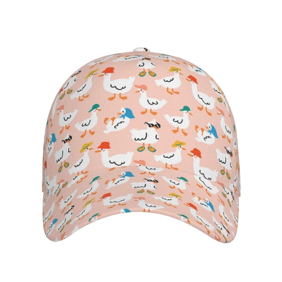 Xecao Cute Ducks In Hats for Baseball Cap: Unisex, crafted from classic polyester twill fabric, featuring a soft unconstructed design