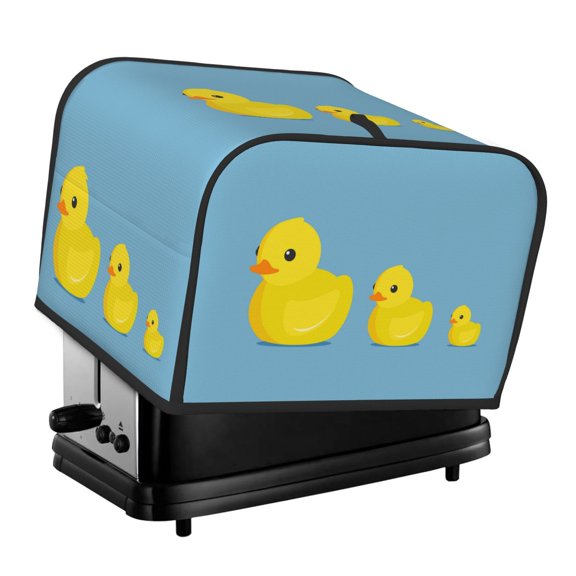 Xecao Cute Ducky Print 4 Slice Toaster Cover with Pockets, Small Appliance Cover, Dust and Fingerprint Protection, Machine Washable