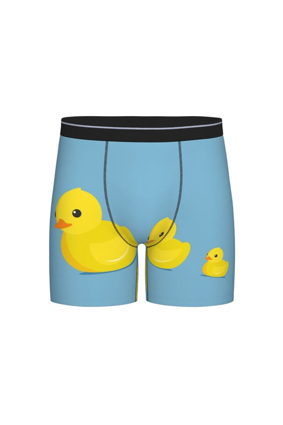 Cute Ducky Print Boxer Briefs for Men's Stretch Moisture-Wicking Underwear, Mid-Rise Classics breathable fabric