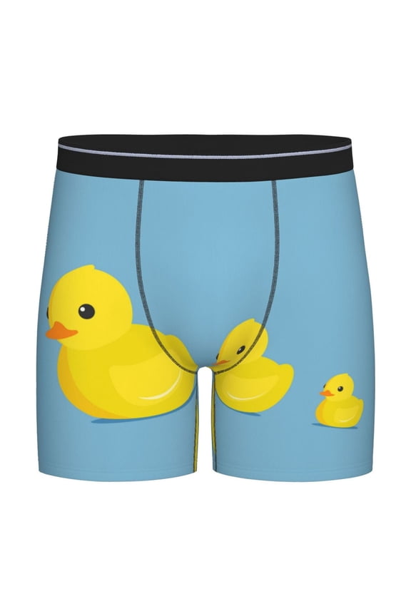 Cute Ducky Print Boxer Briefs for Men's Stretch Moisture-Wicking Underwear, Mid-Rise Classics breathable fabric