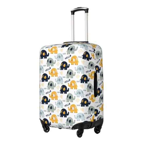 Xecao Cute Elephant Print Elastic Luggage Cover, Double-sided Print , Perfect for Travel, Business, and Daily Use (Suitcase Not Included)-X-Large