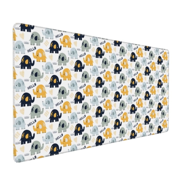 Xecao Cute Elephant Print Large Mouse Pad, 16x35.5in Mousepad, Professional Non-Slip Rubber Base Big Mouse Pad, Mouse Pad for Gaming & Office Full Desk Mouse Pad