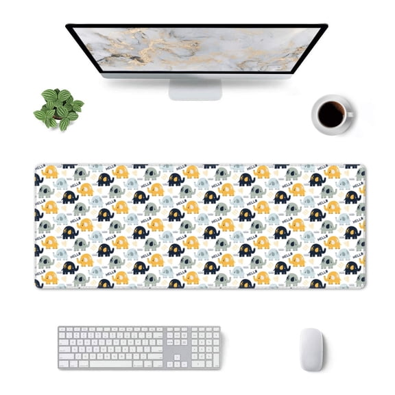 Xecao Cute Elephant for Mouse Pad - Waterproof Extended Contour Mouse Mat, Large Gaming Mousepad Laptop Keyboard Mat with Non-Slip Rubber Base