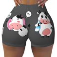 thumbnail image 1 of Xecao Cute Farm Milk Animal Print Workout Shorts for Women Soft Smooth Gym Yoga Scrunch Active Tennis Workout Running Shorts, 1 of 9