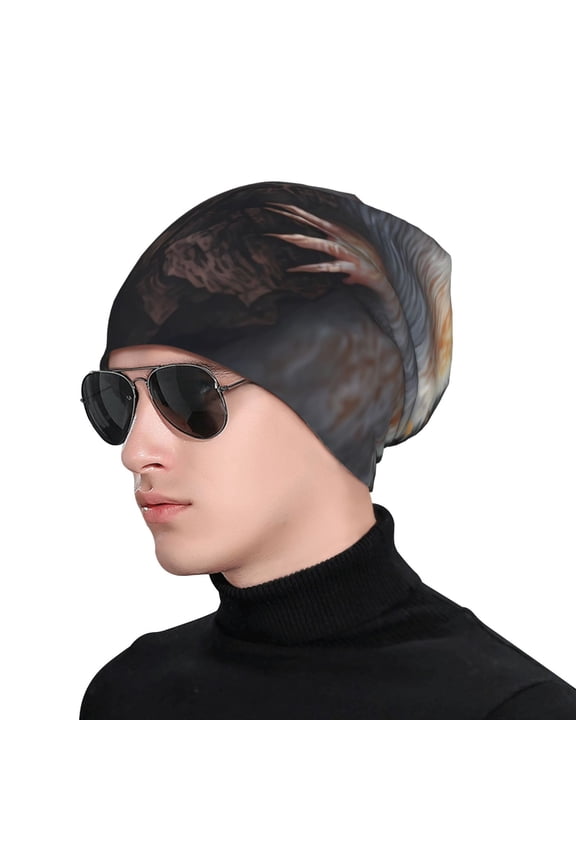 Cute Fat Ball Branch Print Beanie Knitted Hat for Men Women, Winter Fashion Knit Cuffed Caps Unisex