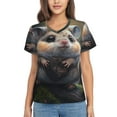 thumbnail image 1 of Xecao Cute Fat Ball Branch for Women's V-Neck T-Shirts-Elegant Half-Sleeve Tops Perfect for Summer-XX-Large, 1 of 5