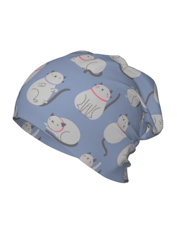 Cute Fat Cat Print Beanie Hat Toddler Girls Boys, Baby Hats Winter Warm Knitted Thermal, Kids Winter Caps