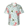 thumbnail image 1 of Xecao Cute Flamingo print Hawaiian shirt - a stylish short-sleeve button-down for men, perfect for casual beach and tropical outings., 1 of 9