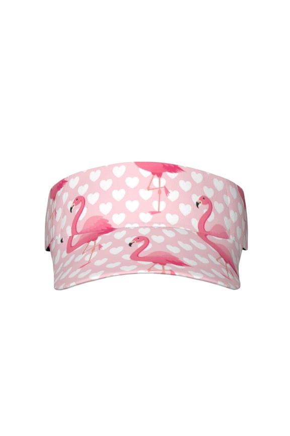 Cute Flamingo with Heart for Adult Sun Cap offers versatile sun protection with adjustable Velcro for a secure fit.