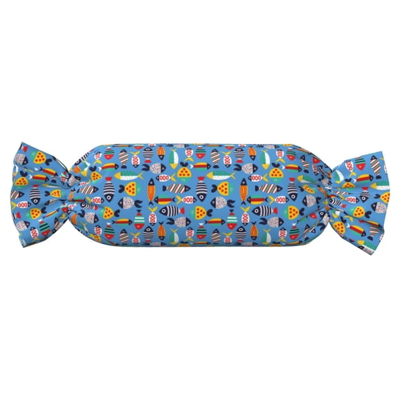 Xecao Cute Flat Fish Print+Candy-Inspired Plush Pillow for Men Women Suitable for Beds, Sofas, Game Rooms Drawstring Closure