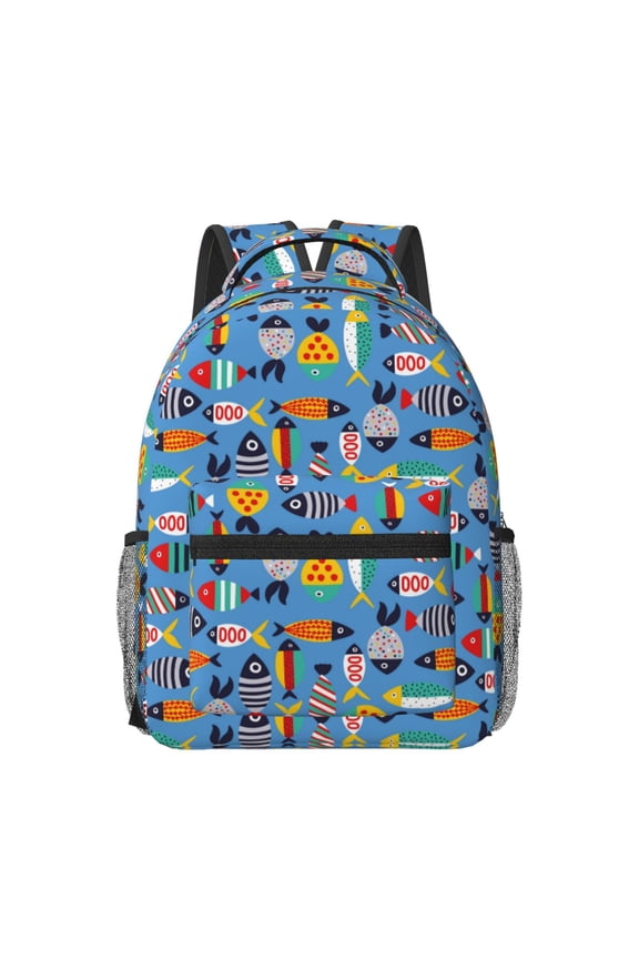 Cute Flat Fish Travel Backpack: A spacious, stylish computer backpack ideal for men and women, perfect for college, school, or daily travels