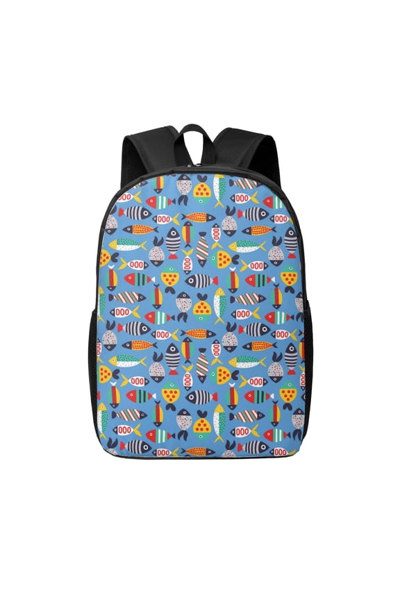 Cute Flat Fish print Travel Backpack, Large Computer Backpack for Men Women, College School Rucksack Book Bag