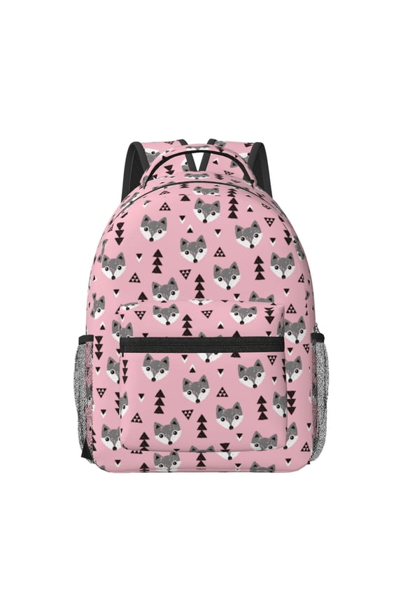 Cute Fox Pink Tree Print Casual Backpack: A Computer Backpack Ideal for Men and Women, Perfect for College, School, or Daily Travels-One Size