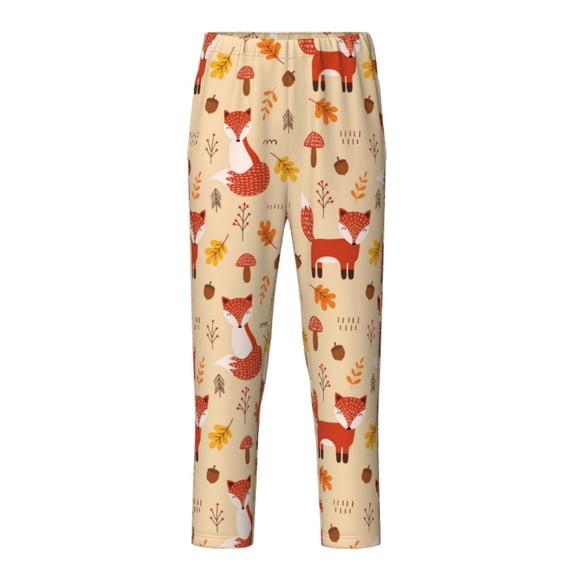 Xecao Cute Foxes Print Teenagers' Pajama Pants Long Sleep Pants Soft Elastic Waist Pajama Bottoms Elastic waist with 2 Pockets 5-16 Years-XS(5-6)