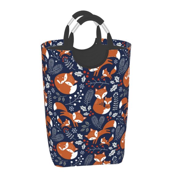Xecao Cute Foxes for Laundry Basket,Collapsible Large Laundry Hamper,Wash Bag for Laundry Room, Rolling Laundry Basket with Handles