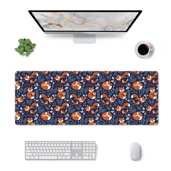 Xecao Cute Foxes for Mouse Pad - Waterproof Extended Contour Mouse Mat, Large Gaming Mousepad Laptop Keyboard Mat with Non-Slip Rubber Base