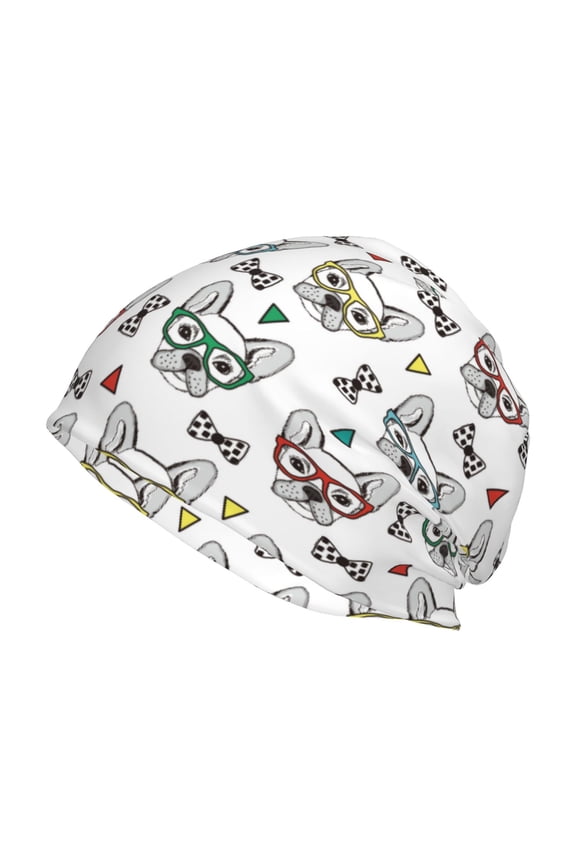 Cute French Bulldog Print Knit Hat,Winter Beanie for Men Women, Beanie Soft Warm Ski Stocking Cuffed Cap