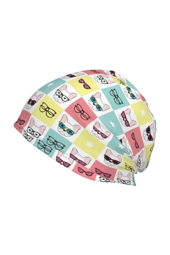 Cute French Bulldog Print Knit Hat,Winter Beanie for Men Women, Beanie Soft Warm Ski Stocking Cuffed Cap