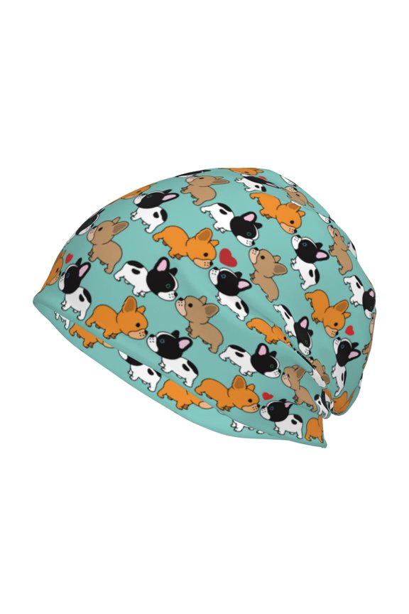 Cute French Bulldog Print Knit Hat,Winter Beanie for Men Women, Beanie Soft Warm Ski Stocking Cuffed Cap
