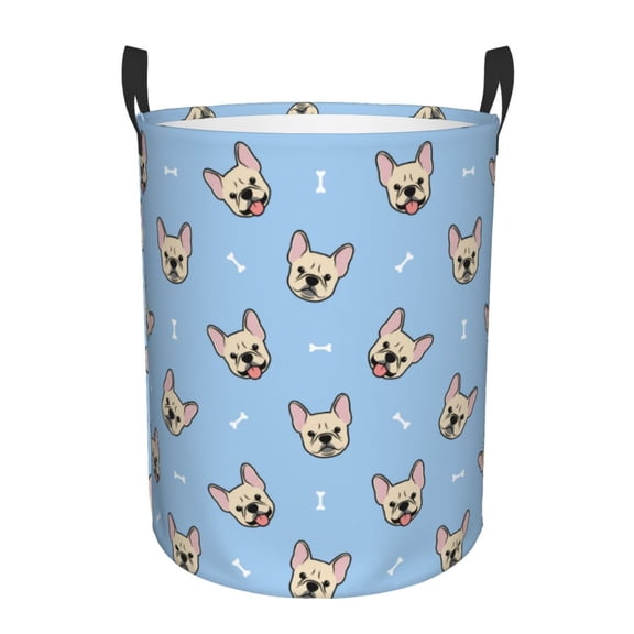 Xecao Cute French Bulldog Print Laundry Hamper Basket,designed for Blanket Storage and Nursery Clothes in the Bedroom
